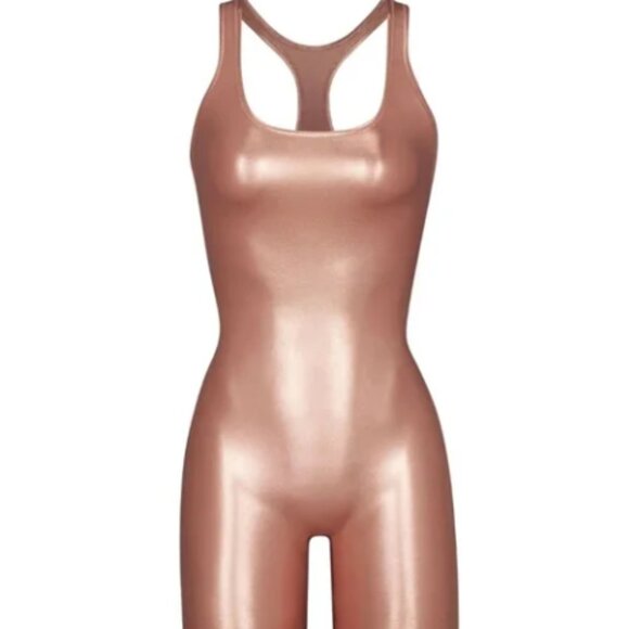 SKIMS Other - SKIMS Metallic Swim Cycle Suit Womens Small Champagne Rose Gold SW-BSS-0041 NWT